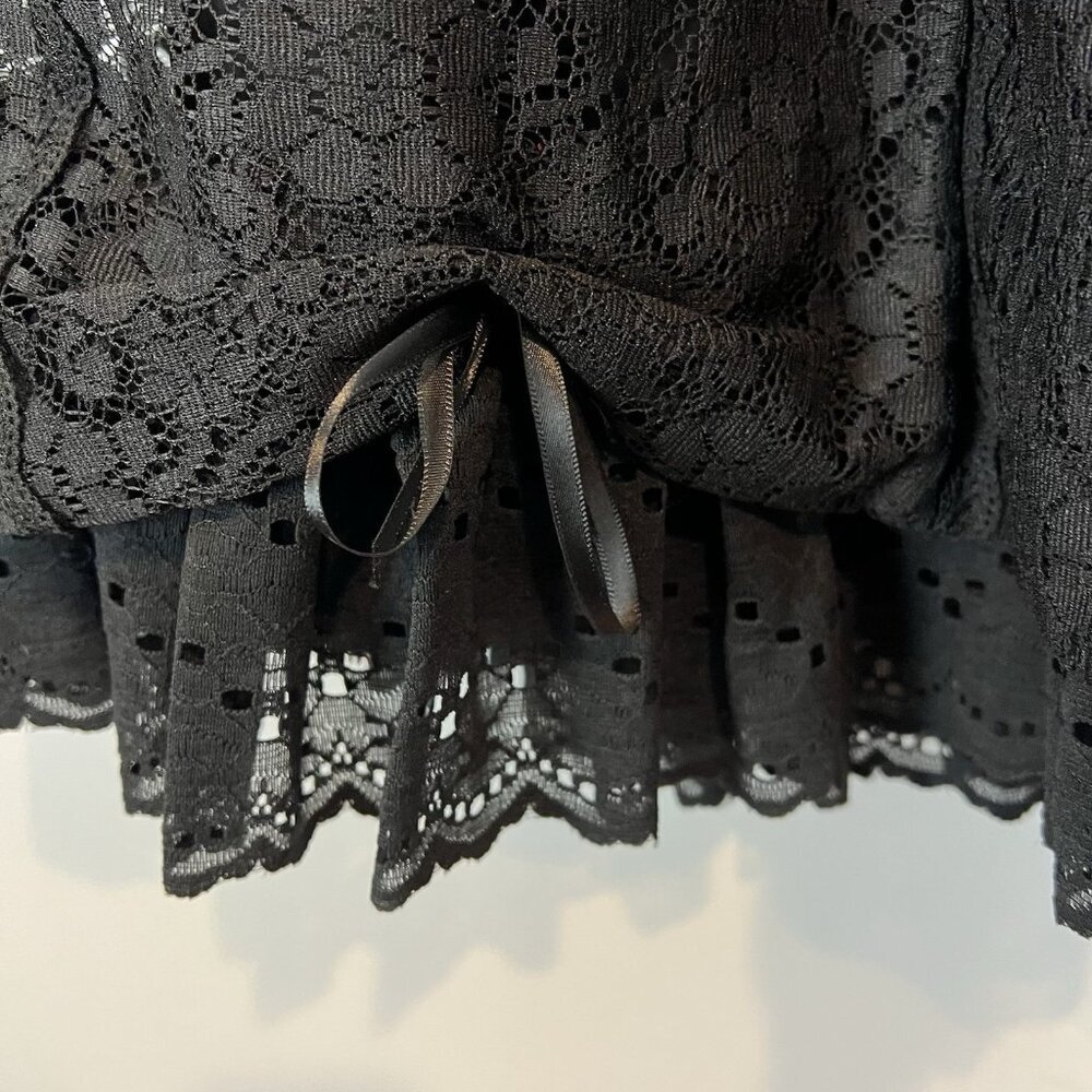 Vintage Black Lace Skirt Womens Size Small Bows Whimsigoth Witchy Kuro Lolita - Picture 2 of 10